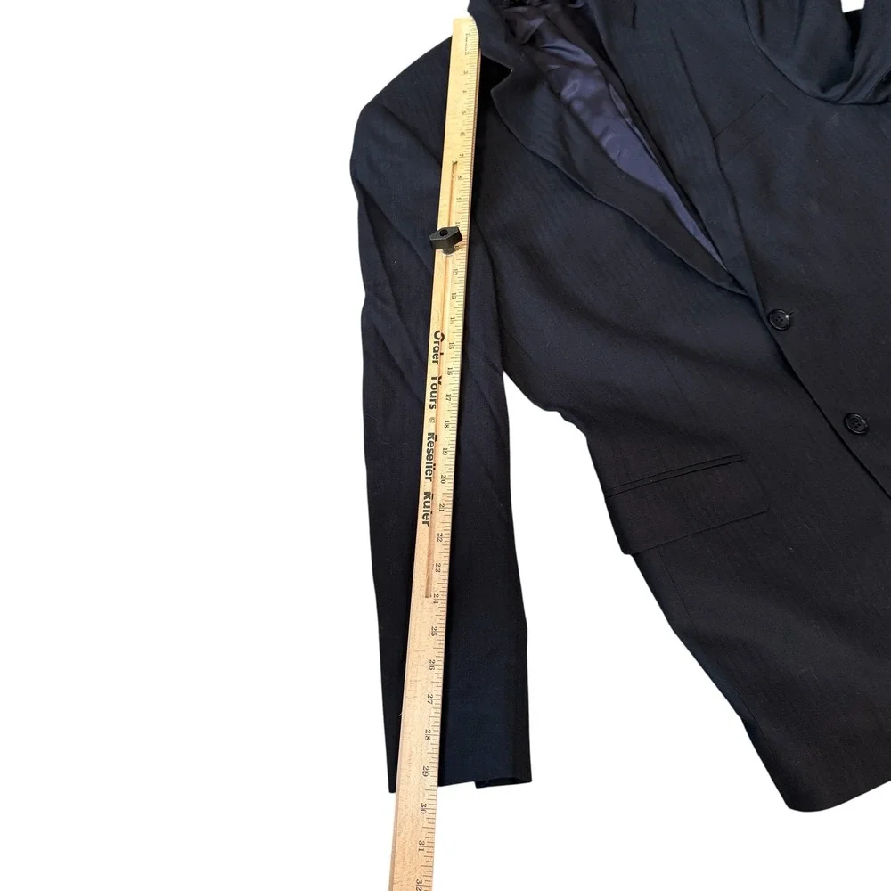 Brooks Brothers 346 Blazer Mens 40L Navy Blue Wool‎ Stretch Herringbone